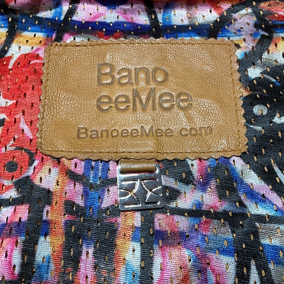 BANO EEMEE 100% Genuine Leather Cognac Moto Jacket Full Zip Closure Sz 4 - Picture 4 of 9